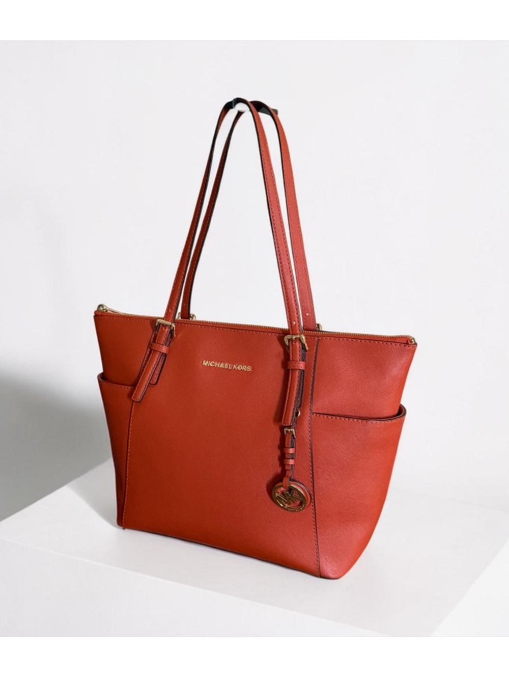 Authentic Michael Kors Burnt Orange Saffiano Leather Tote Bag! - Picture 2 of 16